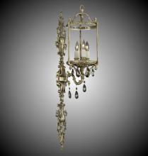  WS2287-O-03G-ST - 3 Light 8 inch Extended Lantern Wall Sconce with Clear Curved glass & Crystal